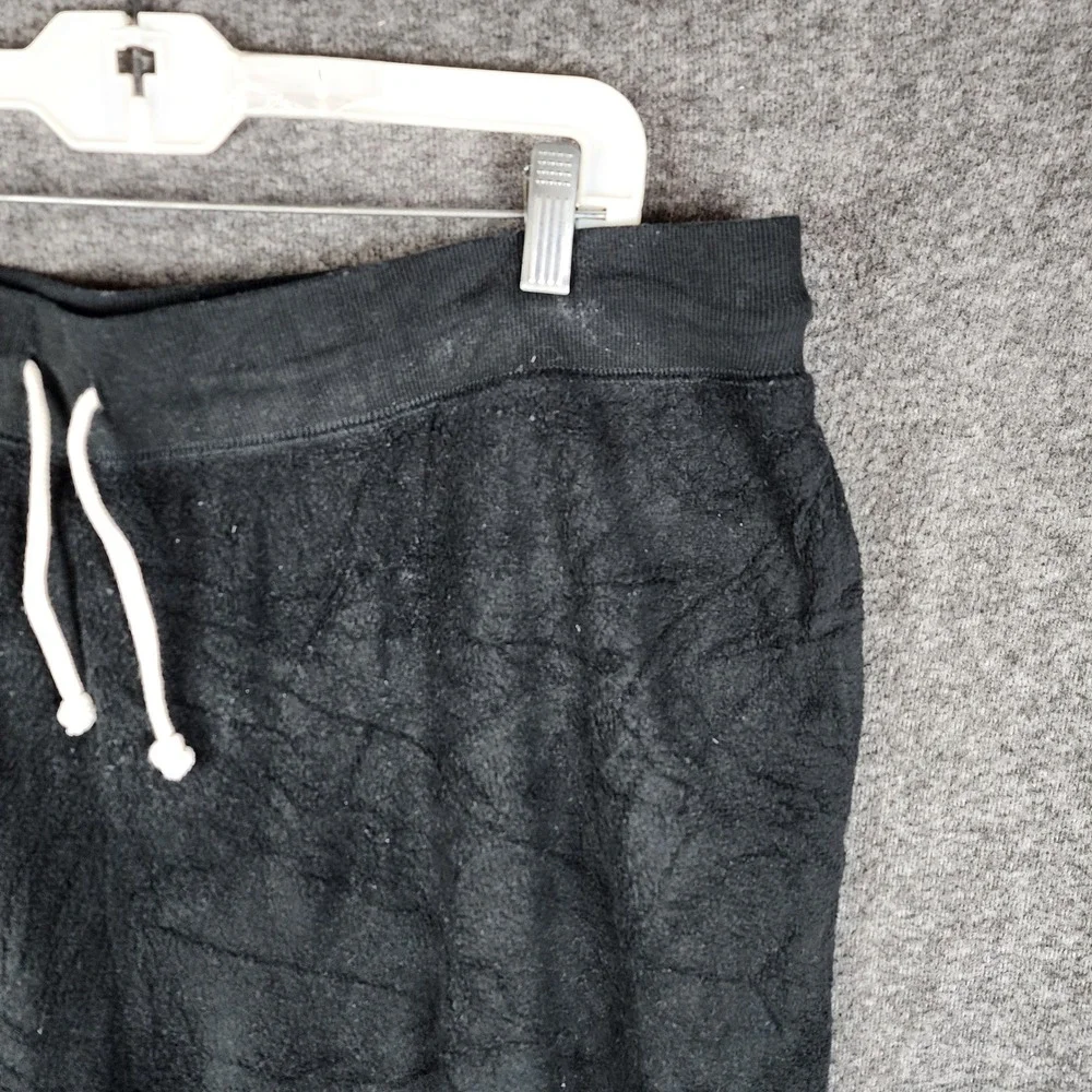 Aerie Lounge Pants Mens 2XL Black Wide Leg Textured Terry Drawstring Pajamas